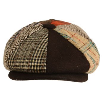 SK Hat shop Men's Wool Winter Herringbone Plaids newsboy Cabbie Gatsby Cap Hat Brown