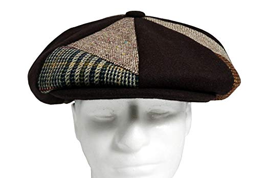 Emstate Patch Combo Plaid Mens Melton Wool 8 Panel Applejack Baker Boy Newsboy Cap Made in USA Various Colors