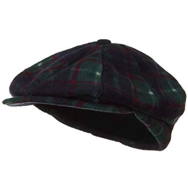 MG Fleece Winter Newsboy Hat - Green Plaid