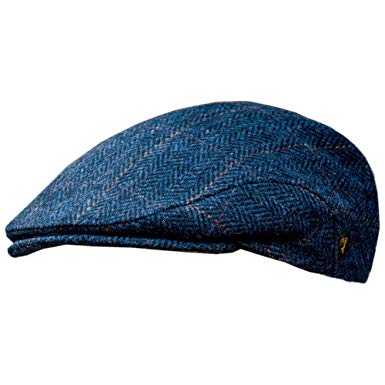 Mucros Weavers Men's Donegal Tweed Flat Cap - Traditional style, Modern fashion item - Blue