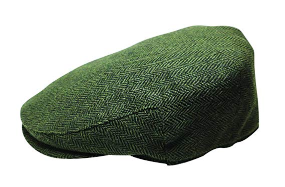Quiet Man The Irish Designed Green Herringbone Designed Flat Cap