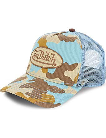 Von Dutch Mens Patch Trucker Hat, Camo Blue, One Size