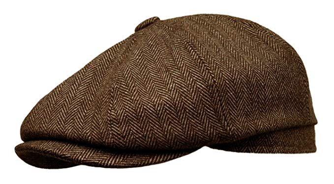 Rooster Herringbone Wool Tweed Newsboy Gatsby Ivy Cap Golf Cabbie Driving Hat