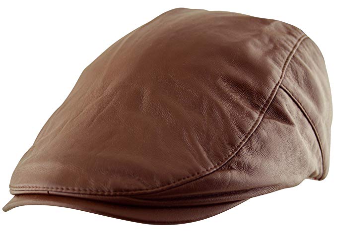 Men's Flat Cap Plain Faux Leather Hat Pre Curved Lined Vintage Gatsby Newsboy