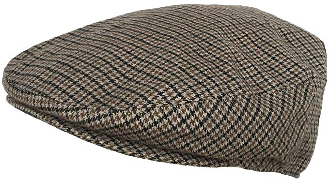 Wool Blend Plaid Hounds Tooth Ivy Cap 5 Point Scally Driver Hat Newsboy