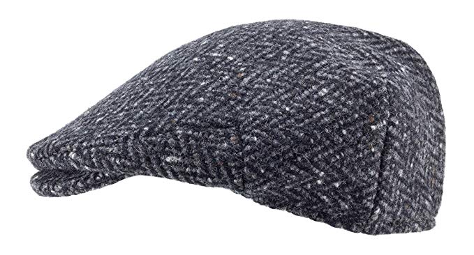 100% Handmade Handwoven Tweed.Irish Flat Cap.Black Herringbone.made by Hanna Hats