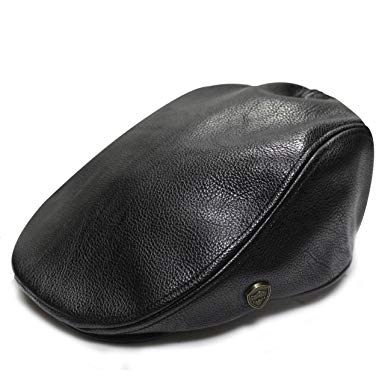 City Hunter Pamoa Pml1100 Faux Leather Classic Ivy Hat-3 Colors (Black, L/ Xl)