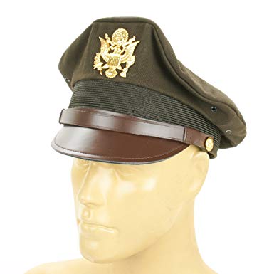 U.S. WWII Officer Visor Crusher Cap: Winter (OD Green)- Size US 7 1/4 (58 cm)