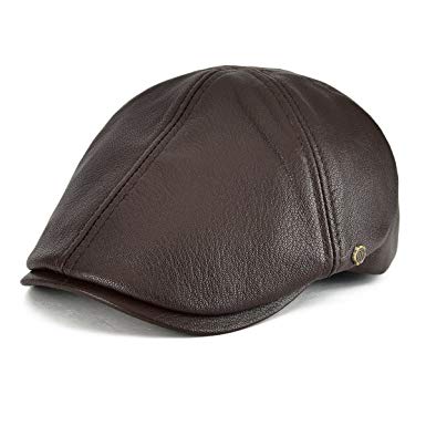 VOBOOM Lambskin Leather Ivy Caps Classic Ivy Hat Cap 6 Pannel Cabbie Beret Hat