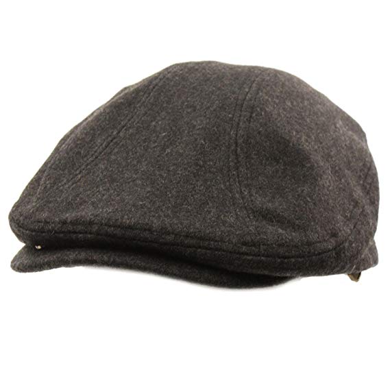 SK Hat shop Men's Front Snap Wool Solid Flat Golf Ivy Driving Cabby Cap Hat