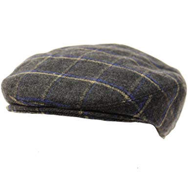 SK Hat shop Men's 100% Wool Winter Check Plaid Flat IVY Driver Cabbie Cap Hat