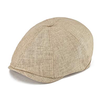 VOBOOM Men Newsboy Caps Breathable Linen Summer Hat Ivy Cap Cabbie Flat Cap MZ106