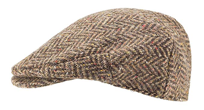 Hanna Hats of Donegal.Irish Flat Cap.Donegal Tweed.Brown Herringbone