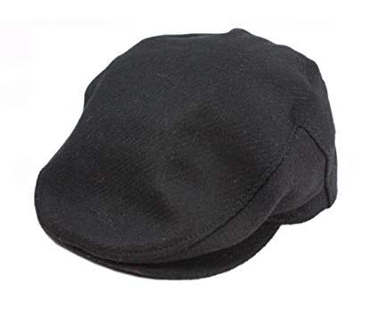 John Hanly Mens Irish Flat Cap Black Wool Made in Ireland Medium