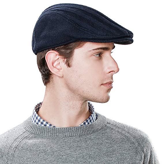 SIGGI Mens Winter Wool newsboy Cap Fitted IVY Flat Cap Cold Weather Hats Lined