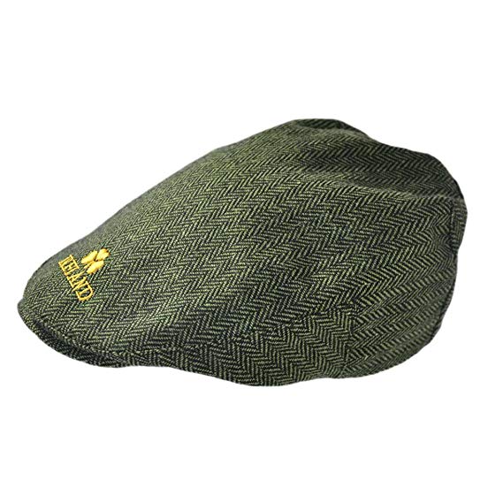 Carrolls Irish Gifts Green Tweed Cap With Yellow Ireland Emblem