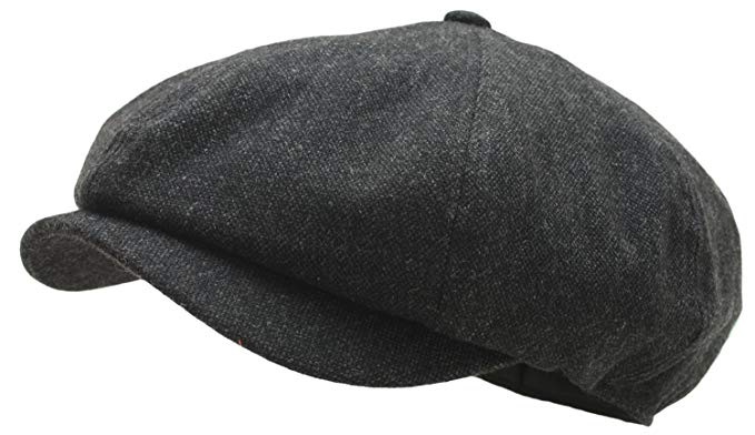Men Woolen Tweed Gatsby Eight Panel Newsboy Hat Homespun Bakerboy Cap