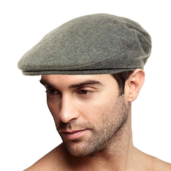 Men's Winter 100% Soft Wool Solid Flat IVY Driver Golf Cabby Cap Hat