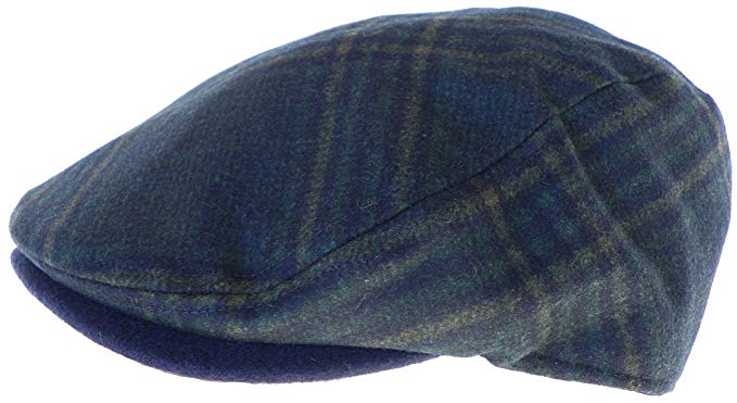 Broner Wool Blend Dark Navy Plaid Ivy Cap Driver Newsboy Scally Irish Hat
