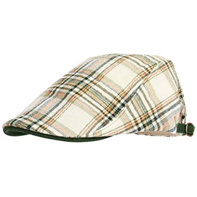 WITHMOONS Summer Flat Cap Linen Plaid Check Pattern Ivy Hat LD3075