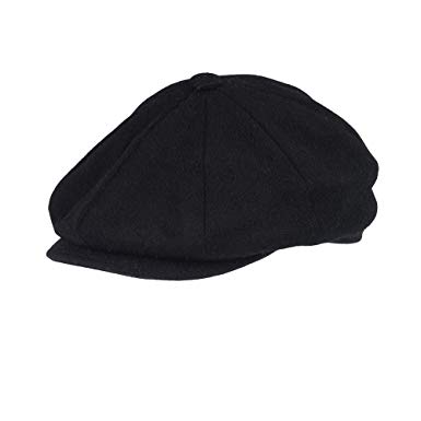 Men's Black Wool Blend Baker Boy Hat newsboy Cap Warm Winter Driving Classic 8 Panel Hat