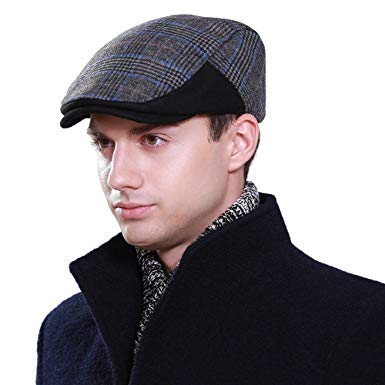 Mens Winter Wool Newsboy Cap Fitted Ivy Flat Driving Hunting Cold Weather Hats