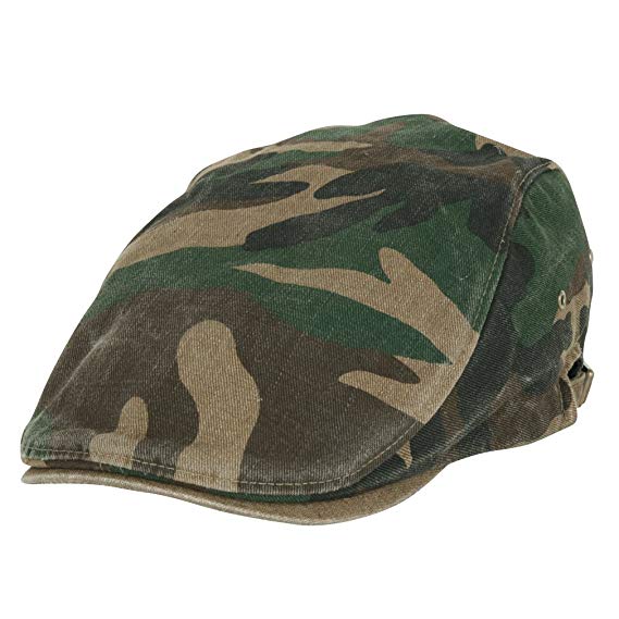 ililily Camouflage Pattern Washed Cotton Golf Hat Flat Strap Newsboy Cap