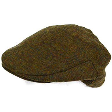 Mens Shooting / Flat / Peak Cap. 100% Pure Wool. Made in Irish Woolen Mill. Green Moss