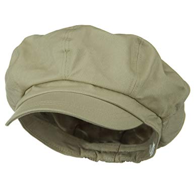 Big Size Cotton Newsboy Hat - Khaki (For Big Head)