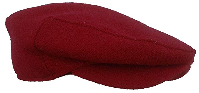 Made in USA Flat Ivy Scally Gatsby Cap - Wine Red Scottish Wool by Mac Belford