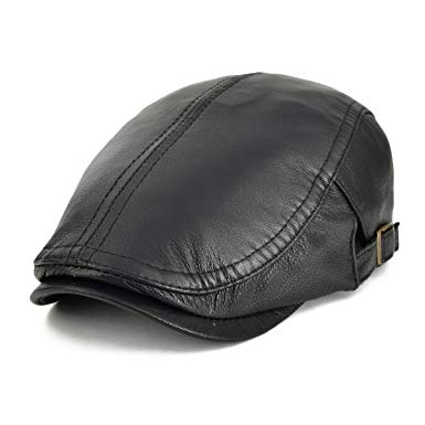 VOBOOM Men Women Adjustable Genuine Leather Ivy Cap Newsboy Hat 121