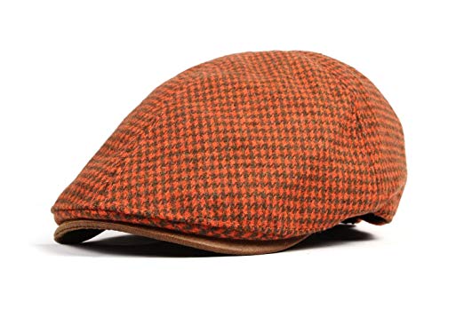 WITHMOONS Winter Tweed Houndstooth Newsboy Hat Faux Leather Brim Flat Cap SL3019